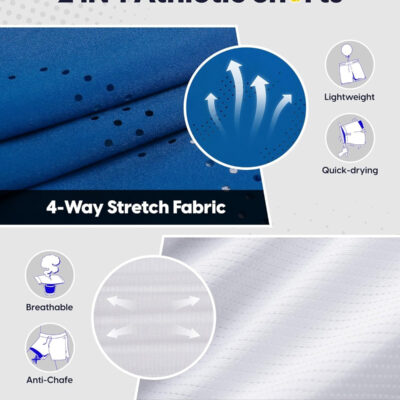 maamgic Men's 2 in 1 Gym Shorts 5 Inch Athletic Tennis Shorts Stretch Workout Running Shorts with Liner