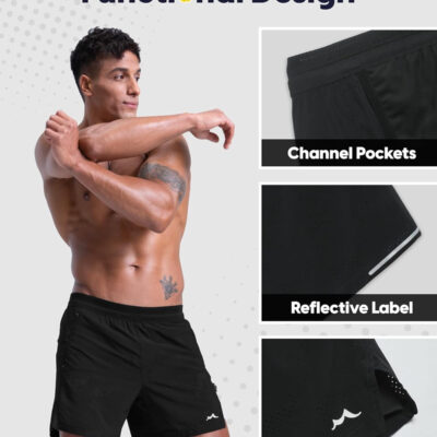 maamgic Men's 2 in 1 Gym Shorts 5 Inch Athletic Tennis Shorts Stretch Workout Running Shorts with Liner