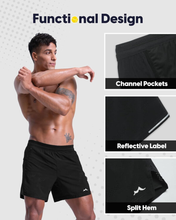 maamgic Men's 2 in 1 Gym Shorts 5 Inch Athletic Tennis Shorts Stretch Workout Running Shorts with Liner