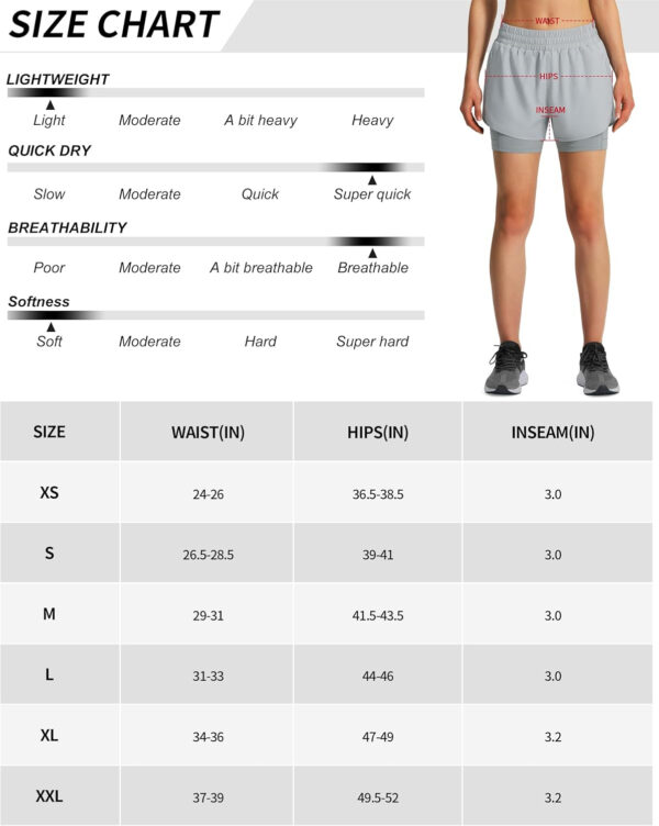 Ksmien Women's 2 in 1 Running Shorts Quick Dry Athletic Gym Workout Shorts with Liner Phone Pockets