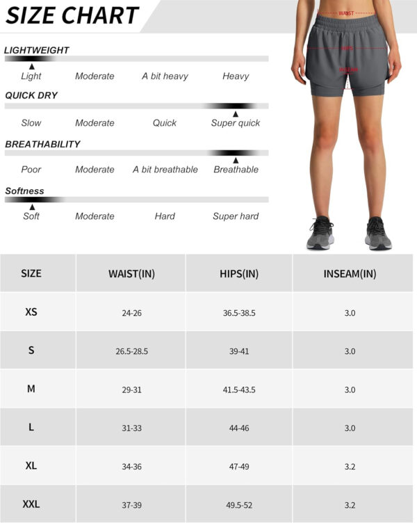 Ksmien Women's 2 in 1 Running Shorts Quick Dry Athletic Gym Workout Shorts with Liner Phone Pockets