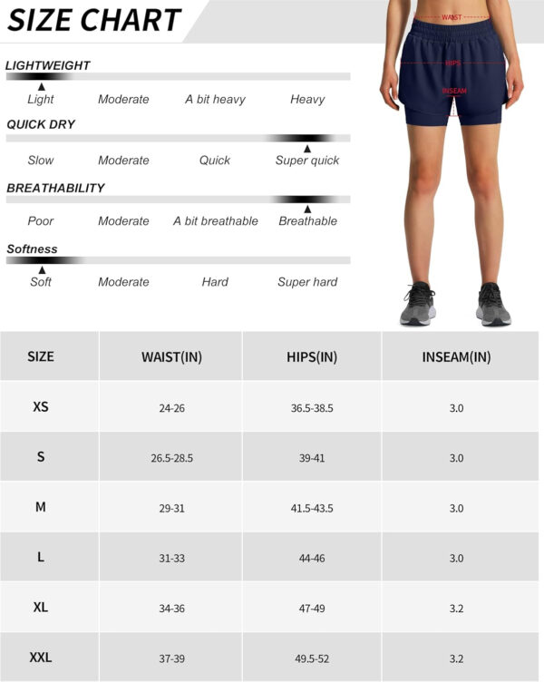 Ksmien Women's 2 in 1 Running Shorts Quick Dry Athletic Gym Workout Shorts with Liner Phone Pockets