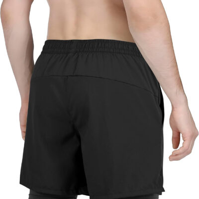 Men's 2 in 1 Athletic Quick Dry Shorts,Running Lightweight,Sweat Wicking Gym Workout Elastic Short