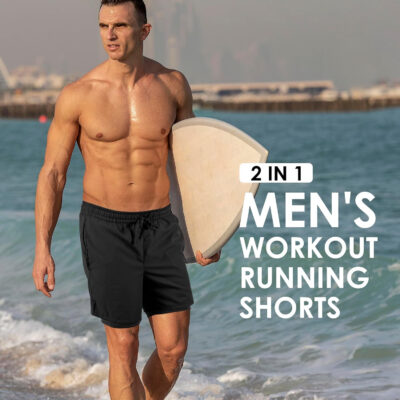 Men's 2 in 1 Athletic Quick Dry Shorts,Running Lightweight,Sweat Wicking Gym Workout Elastic Short