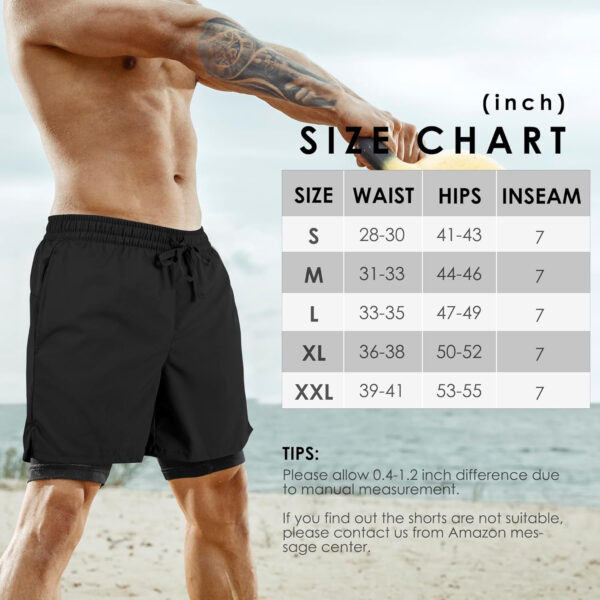 Men's 2 in 1 Athletic Quick Dry Shorts,Running Lightweight,Sweat Wicking Gym Workout Elastic Short