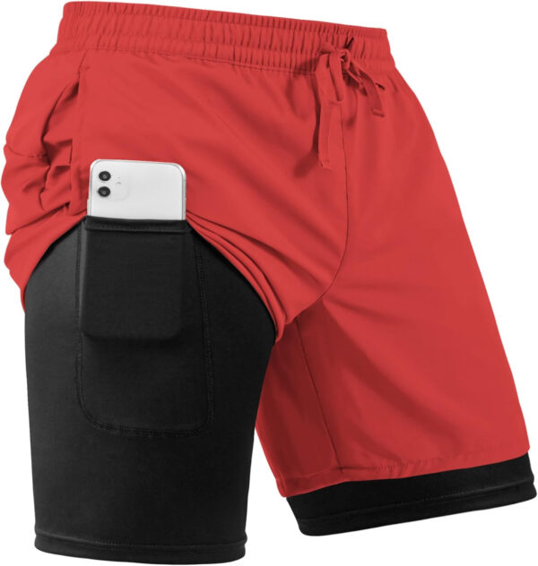 Men's 2 in 1 Athletic Quick Dry Shorts,Running Lightweight,Sweat Wicking Gym Workout Elastic Short