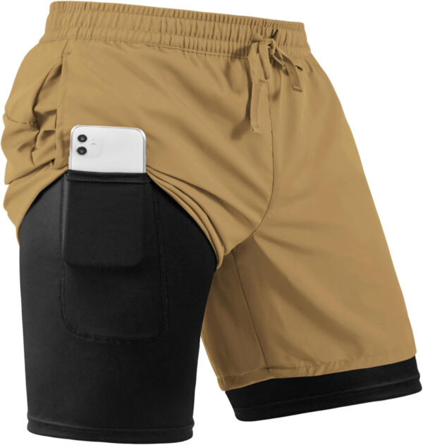 Men's 2 in 1 Athletic Quick Dry Shorts,Running Lightweight,Sweat Wicking Gym Workout Elastic Short