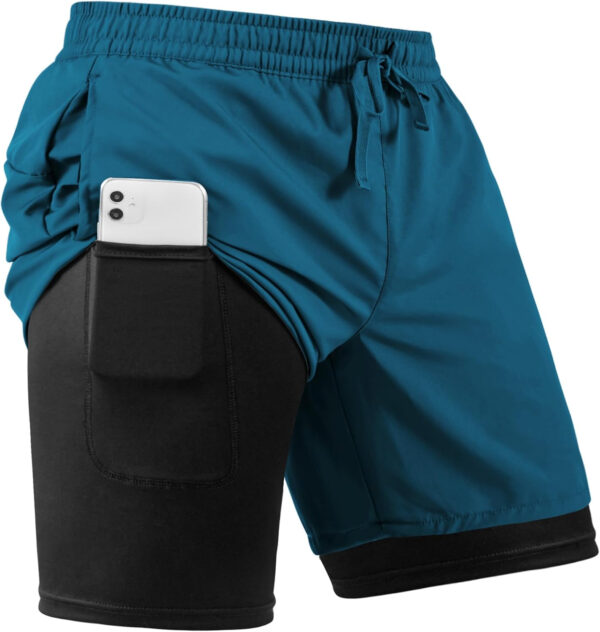 Men's 2 in 1 Athletic Quick Dry Shorts,Running Lightweight,Sweat Wicking Gym Workout Elastic Short