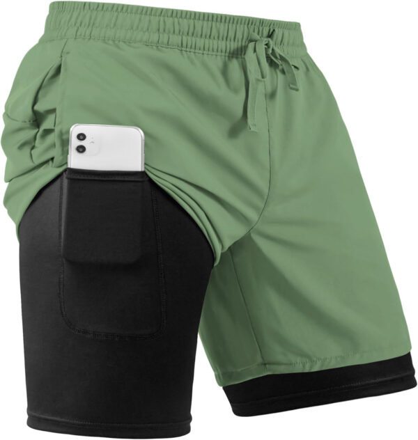 Men's 2 in 1 Athletic Quick Dry Shorts,Running Lightweight,Sweat Wicking Gym Workout Elastic Short