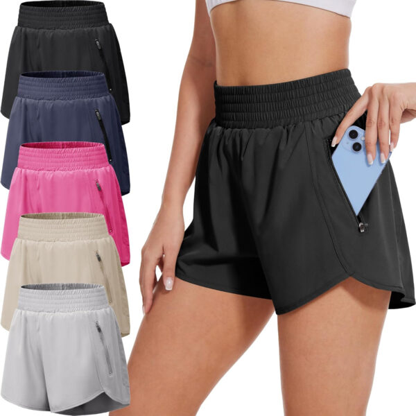 689ae7cbd17bd2c5b01127622d9c349bd4c6e3087ca4cd75f29ea.jpg BALENNZ Women's Athletic Workout Shorts with Zipper Pockets Activewear Elastic Waist Gym Running Shorts