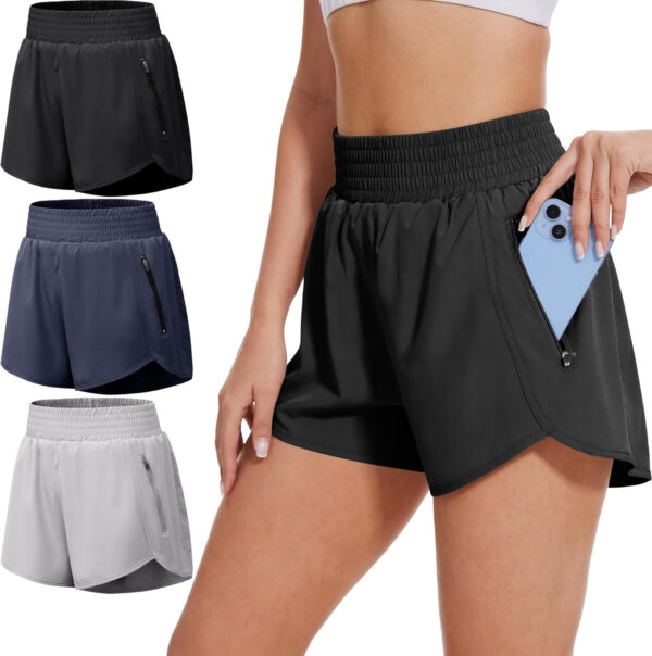 689ae7d35e018a6da9989f7c7f1af1ccd02ebd2311e1bb45e38ca.jpg BALENNZ Women's Athletic Workout Shorts with Zipper Pockets Activewear Elastic Waist Gym Running Shorts