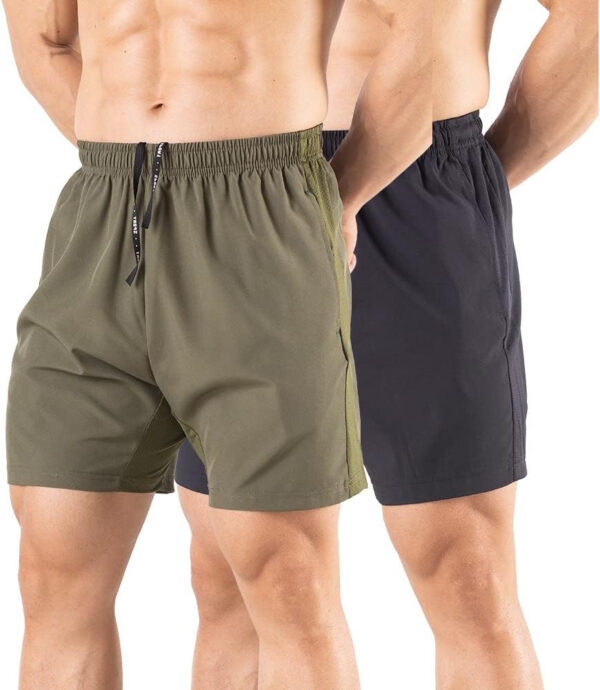 689ae876e215f0ed204d77f4138b905cf90e74c762b61c4389637.jpg Men's 5" Running Shorts 2 Pack Quick Dry Athletic Workout Gym Shorts with Zipper Pockets