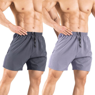 689ae88f79f00cd7fc7bc9a82c91b4960aaeca1c40c8d1ce2d669.jpg Men's 5" Running Shorts 2 Pack Quick Dry Athletic Workout Gym Shorts with Zipper Pockets