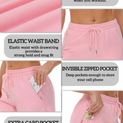 689ae949527f1d25204e986afc915d0001c4d0f54f30cf03f0d40.jpg Women's Running Shorts with Liner 3 Zipper Pockets Elastic Workout Athletic Gym Yoga Shorts