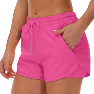 689ae97d458540a4f49d7c3d60c5bf0b6a54004cdd763022aadb1.jpg Women's Running Shorts with Liner 3 Zipper Pockets Elastic Workout Athletic Gym Yoga Shorts