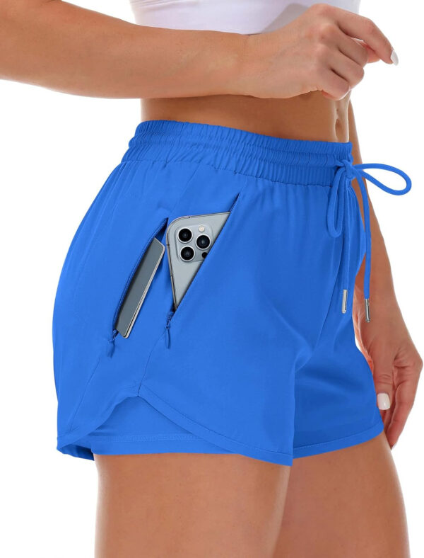 689ae983139902184e07ff085b1a9f47c8913310ee82b96c81a32.jpg Women's Running Shorts with Liner 3 Zipper Pockets Elastic Workout Athletic Gym Yoga Shorts