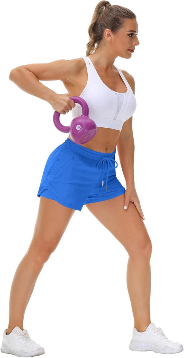 689ae98c5ede6b04d04bbf776daa1a07fdc379ec847ec515c947d.jpg Women's Running Shorts with Liner 3 Zipper Pockets Elastic Workout Athletic Gym Yoga Shorts