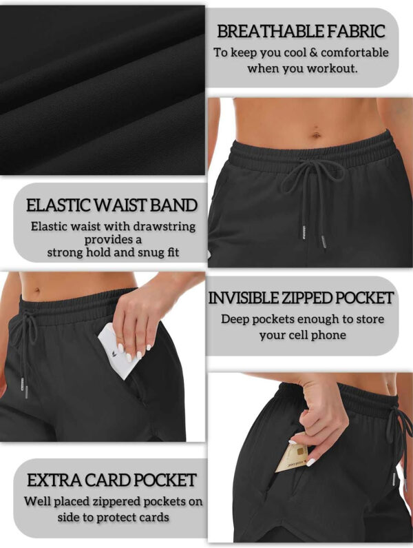 689ae9940316073b88878815801a230dcfa953e94651776032c19.jpg Women's Running Shorts with Liner 3 Zipper Pockets Elastic Workout Athletic Gym Yoga Shorts