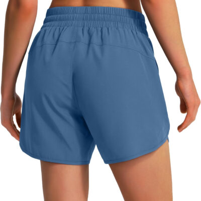 Ksmien Women's 5" Athletic Running Shorts Quick Dry Lightweight Workout Gym Shorts with Zipper Pockets UPF 50+