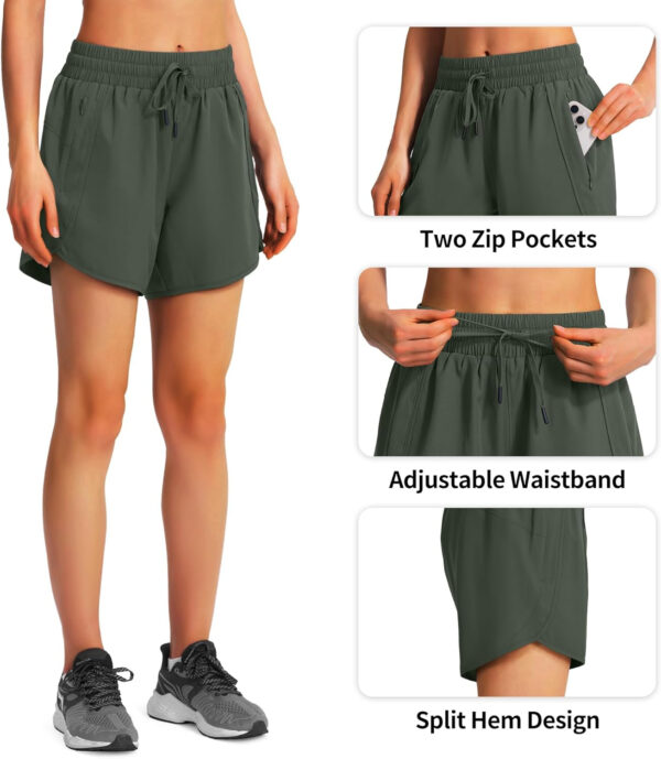 Ksmien Women's 5" Athletic Running Shorts Quick Dry Lightweight Workout Gym Shorts with Zipper Pockets UPF 50+