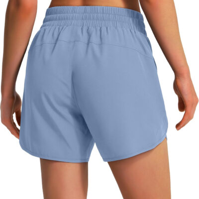 Ksmien Women's 5" Athletic Running Shorts Quick Dry Lightweight Workout Gym Shorts with Zipper Pockets UPF 50+