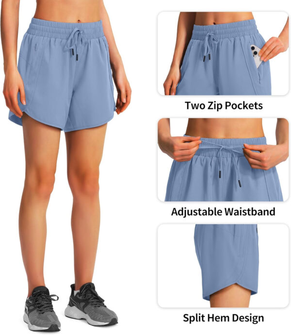 Ksmien Women's 5" Athletic Running Shorts Quick Dry Lightweight Workout Gym Shorts with Zipper Pockets UPF 50+