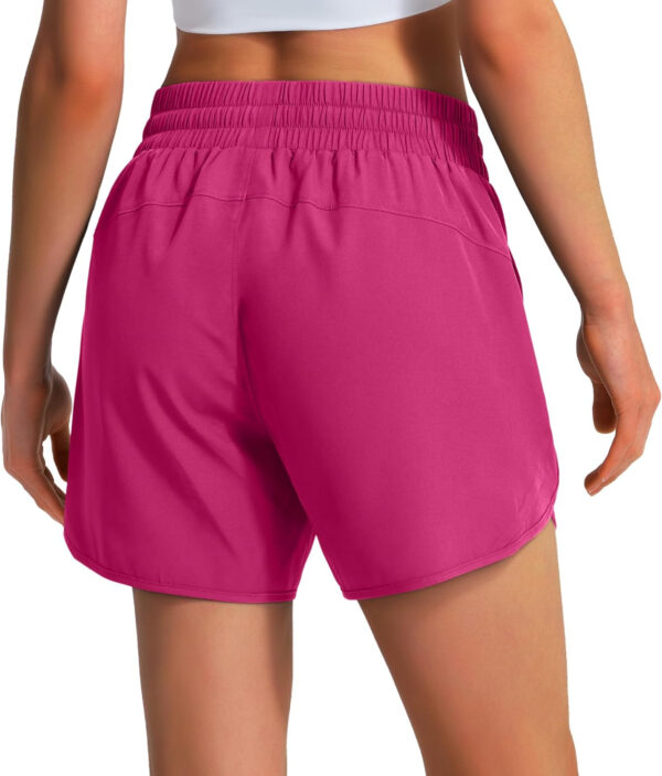 Ksmien Women's 5" Athletic Running Shorts Quick Dry Lightweight Workout Gym Shorts with Zipper Pockets UPF 50+