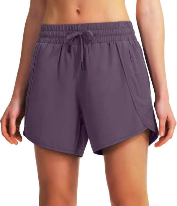 Ksmien Women's 5" Athletic Running Shorts Quick Dry Lightweight Workout Gym Shorts with Zipper Pockets UPF 50+