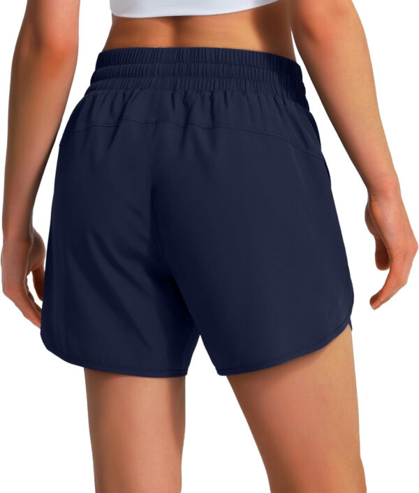 Ksmien Women's 5" Athletic Running Shorts Quick Dry Lightweight Workout Gym Shorts with Zipper Pockets UPF 50+