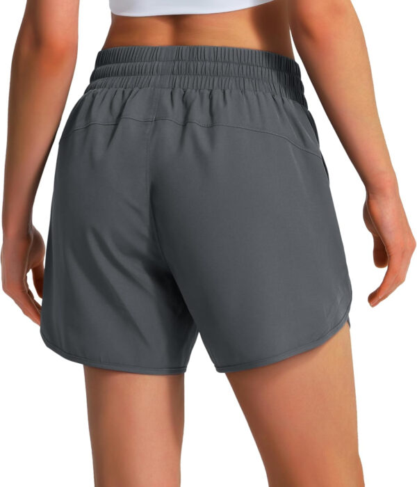 Ksmien Women's 5" Athletic Running Shorts Quick Dry Lightweight Workout Gym Shorts with Zipper Pockets UPF 50+