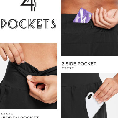 689aeb4851da93c6335a1c5dd464458cd44b688754d7c1ec61320.jpg baleaf Women's 5" Workout Shorts Gym Running Shorts Athletic with Liner High Waistband Quick Dry Sports Zipper Pockets