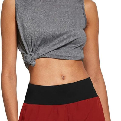 689aeb51db76046dd7c4e82d58266aae1a5e44258af3647189bba.jpg baleaf Women's 5" Workout Shorts Gym Running Shorts Athletic with Liner High Waistband Quick Dry Sports Zipper Pockets