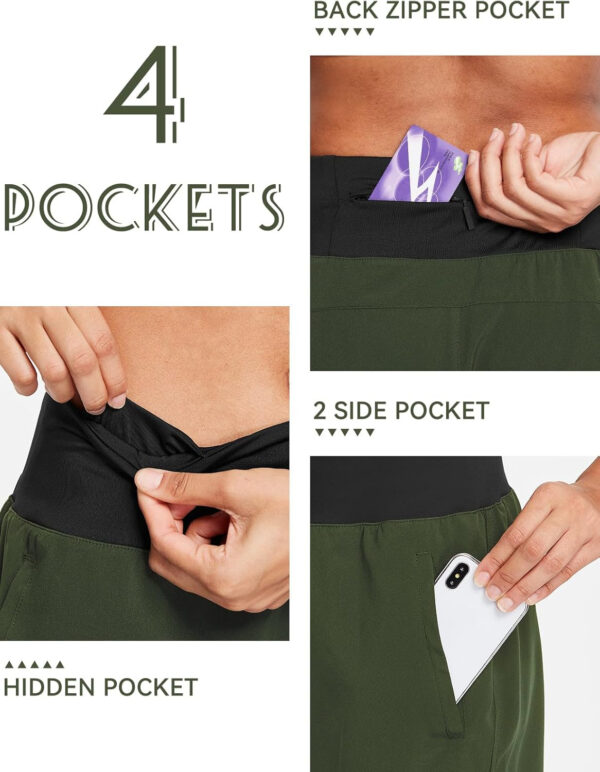 689aeb6ed605ecd0d5b8c83ea28d61b416345bc470a6c1a6319a2.jpg baleaf Women's 5" Workout Shorts Gym Running Shorts Athletic with Liner High Waistband Quick Dry Sports Zipper Pockets