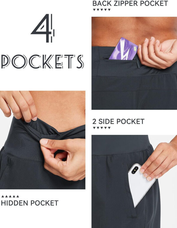 689aeb768fb2e4da6d1843a9948b2bc91a91fc4b45e560720e16b.jpg baleaf Women's 5" Workout Shorts Gym Running Shorts Athletic with Liner High Waistband Quick Dry Sports Zipper Pockets