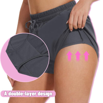High Waisted Running Shorts for Women with Pockets, 2.5" Black Athletic Workout Gym Yoga Spandex Dolphin Shorts