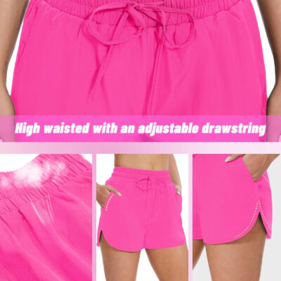 High Waisted Running Shorts for Women with Pockets, 2.5" Black Athletic Workout Gym Yoga Spandex Dolphin Shorts