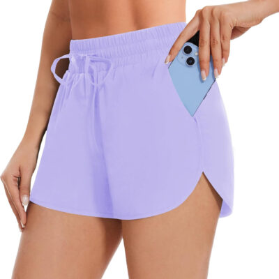 High Waisted Running Shorts for Women with Pockets, 2.5" Black Athletic Workout Gym Yoga Spandex Dolphin Shorts