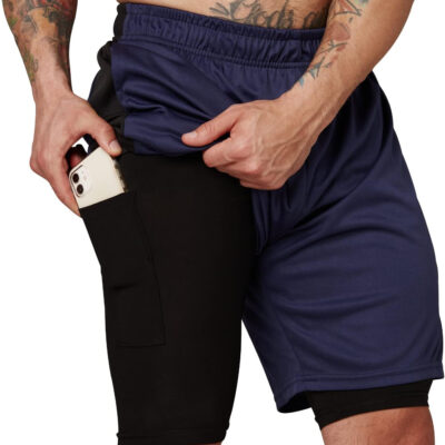 Ultra Performance 3 Pack Mens 2 in 1 Athletic Running Shorts 7 inch Inseam Workout Gym Compression Shorts for Men