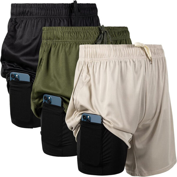 Ultra Performance 3 Pack Mens 2 in 1 Athletic Running Shorts 7 inch Inseam Workout Gym Compression Shorts for Men