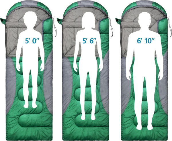 0 Degree Winter Sleeping Bags for Adults Camping (450GSM) - Temp Range (5F–32F) Portable Waterproof Compression Sack- Camping Sleeping Bags for Big and Tall in Env Hoodie: Backpacking Hiking 4 Season