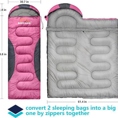 0 Degree Winter Sleeping Bags for Adults Camping (450GSM) - Temp Range (5F–32F) Portable Waterproof Compression Sack- Camping Sleeping Bags for Big and Tall in Env Hoodie: Backpacking Hiking 4 Season