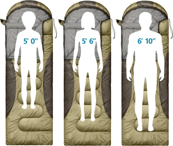 0 Degree Winter Sleeping Bags for Adults Camping (450GSM) - Temp Range (5F–32F) Portable Waterproof Compression Sack- Camping Sleeping Bags for Big and Tall in Env Hoodie: Backpacking Hiking 4 Season