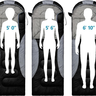 0 Degree Winter Sleeping Bags for Adults Camping (450GSM) - Temp Range (5F–32F) Portable Waterproof Compression Sack- Camping Sleeping Bags for Big and Tall in Env Hoodie: Backpacking Hiking 4 Season