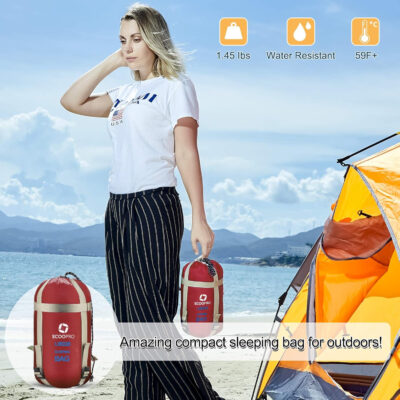 689b0a18c7d452f3d58d8a48b30a68f8b4a09d4ae102e05663aae.jpg ECOOPRO Warm Weather Sleeping Bag - Portable, Waterproof, Compact Lightweight, Comfort with Compression Sack - Great for Outdoor Camping, Backpacking & Hiking-83 L x 30" W Fits Adults
