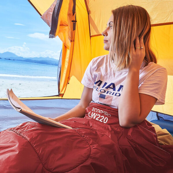 689b0a1a2e8da51559913aefca5b82699d6a8f9fbb59cfeb08c43.jpg ECOOPRO Warm Weather Sleeping Bag - Portable, Waterproof, Compact Lightweight, Comfort with Compression Sack - Great for Outdoor Camping, Backpacking & Hiking-83 L x 30" W Fits Adults