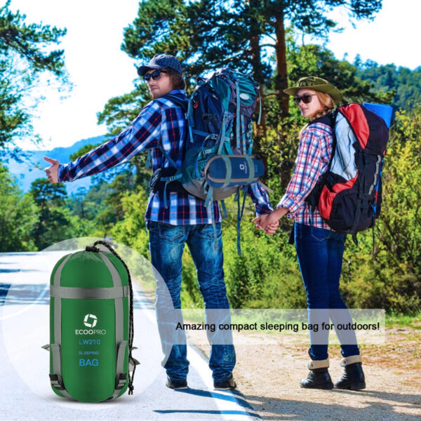 689b0a3025611960455995a4716348601e2b29da34ad6de40f492.jpg ECOOPRO Warm Weather Sleeping Bag - Portable, Waterproof, Compact Lightweight, Comfort with Compression Sack - Great for Outdoor Camping, Backpacking & Hiking-83 L x 30" W Fits Adults