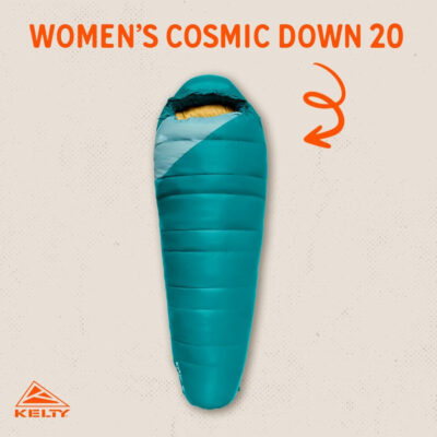 689b0a692001cc3332aa5f1236eac108d922e20b1776348ca62b6.jpg Kelty Cosmic 20 Down Mummy Sleeping Bag for Backpacking, Campers, 550 Fill Power, Recycled Fabrics with PFAS-Free DWR, Designed in Sunny Colorado,
