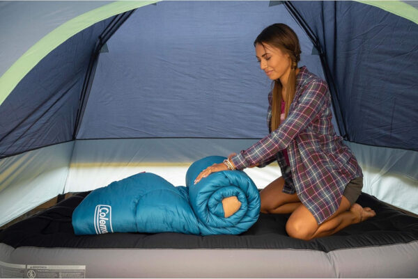 689b0b5fe742c5fba3663319455573fbc6b65d6270dda3a9c5563.jpg Coleman Brazos 20/30°F Adult Cool-Weather Sleeping Bag with No-Snag Zipper & Stuff Sack, Machine Washable, Great for Camping, Traveling, Guests, & More