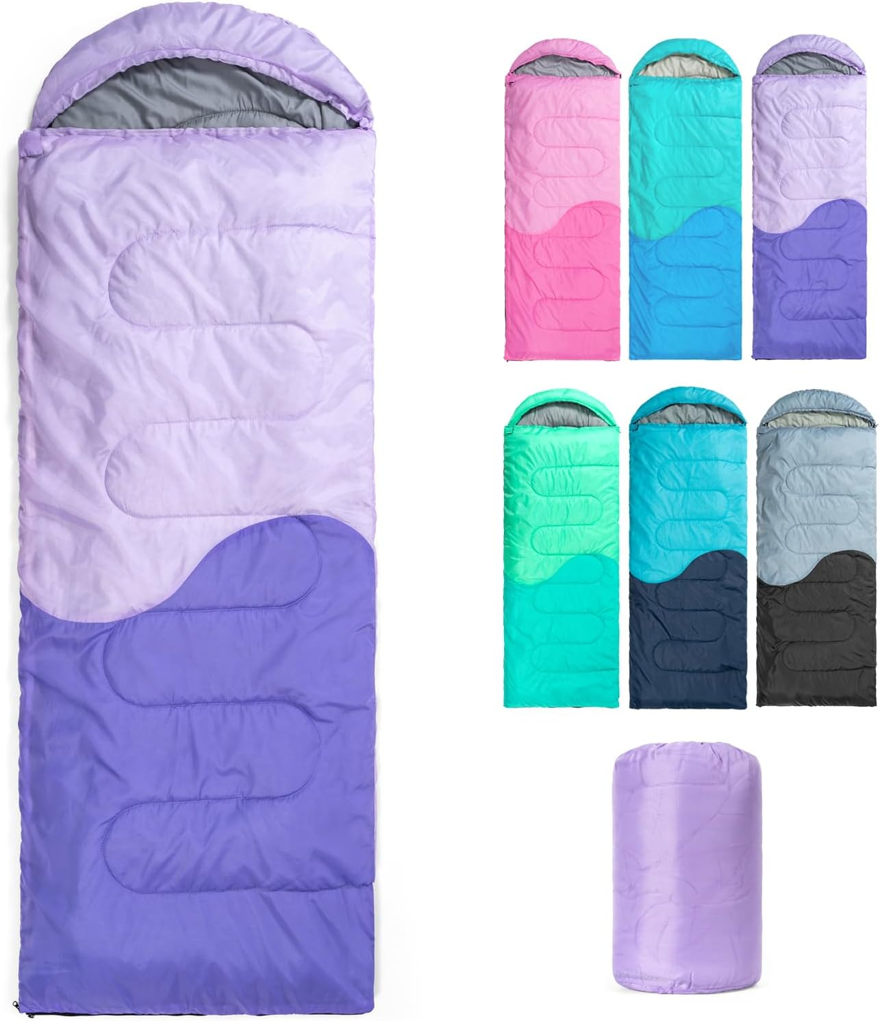 Sleeping Bag - 3 Seasons for Adults Kids Boys Girls Camping Hiking - Warm Cold Weather Lightweight Portable with Compression Bag for Backpacking in Spring, Summer, Fall and Winter