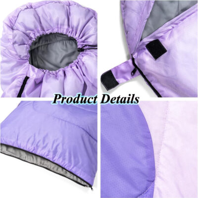 Sleeping Bag - 3 Seasons for Adults Kids Boys Girls Camping Hiking - Warm Cold Weather Lightweight Portable with Compression Bag for Backpacking in Spring, Summer, Fall and Winter